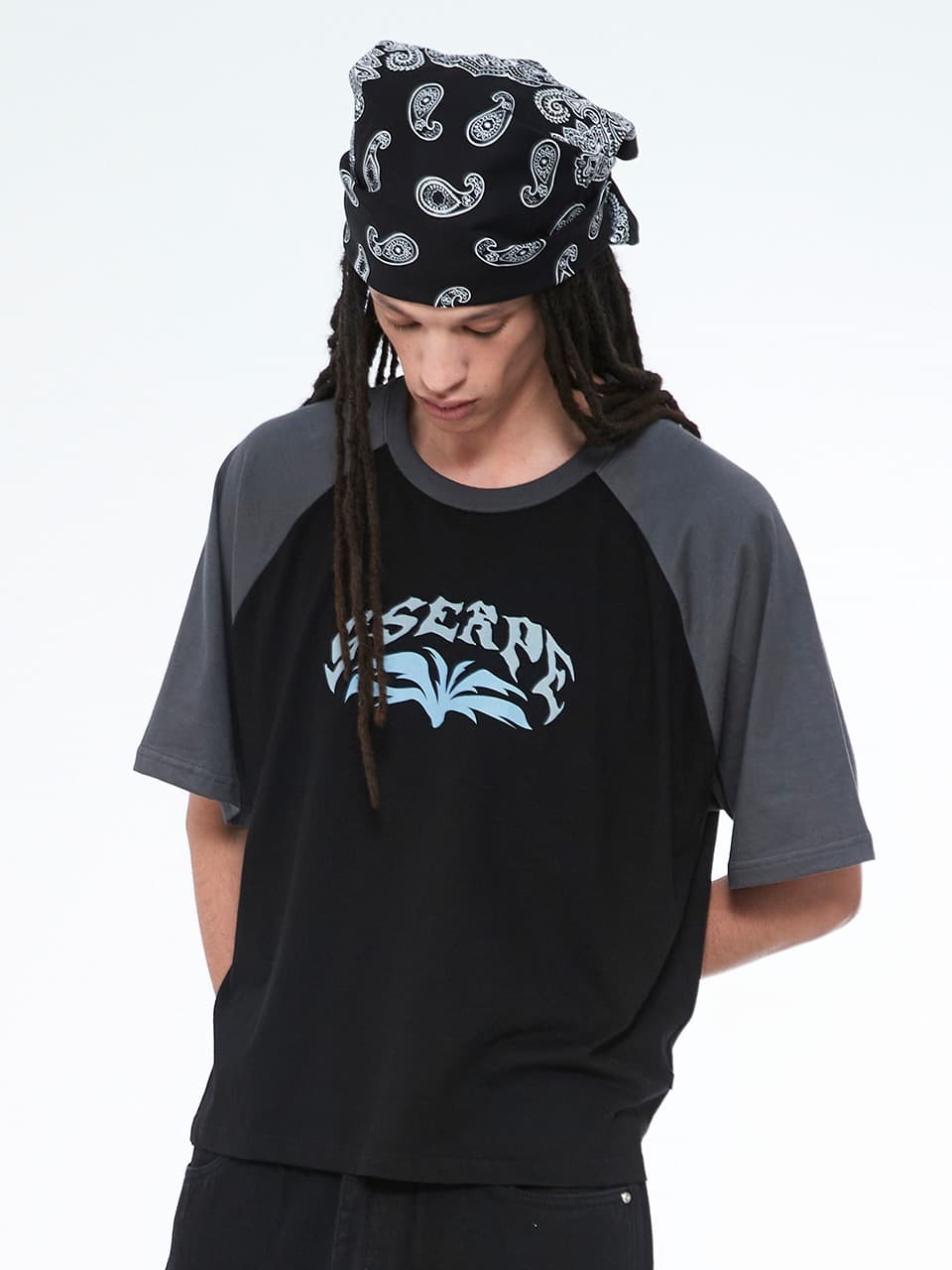 Mans Raglan Crop Half Sleeve T Black