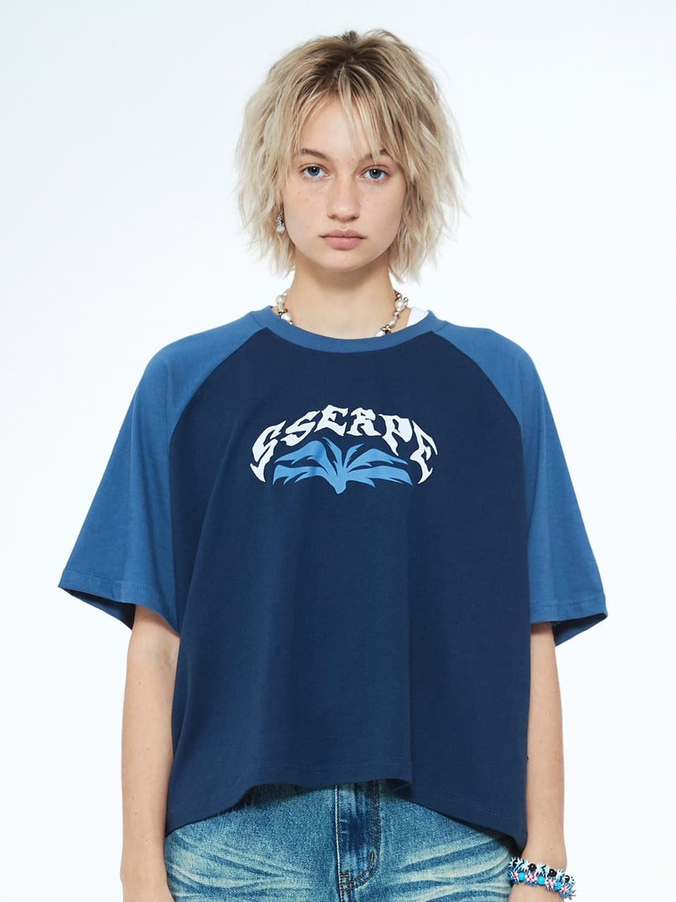 Mans Raglan Crop Half Sleeve T Navy
