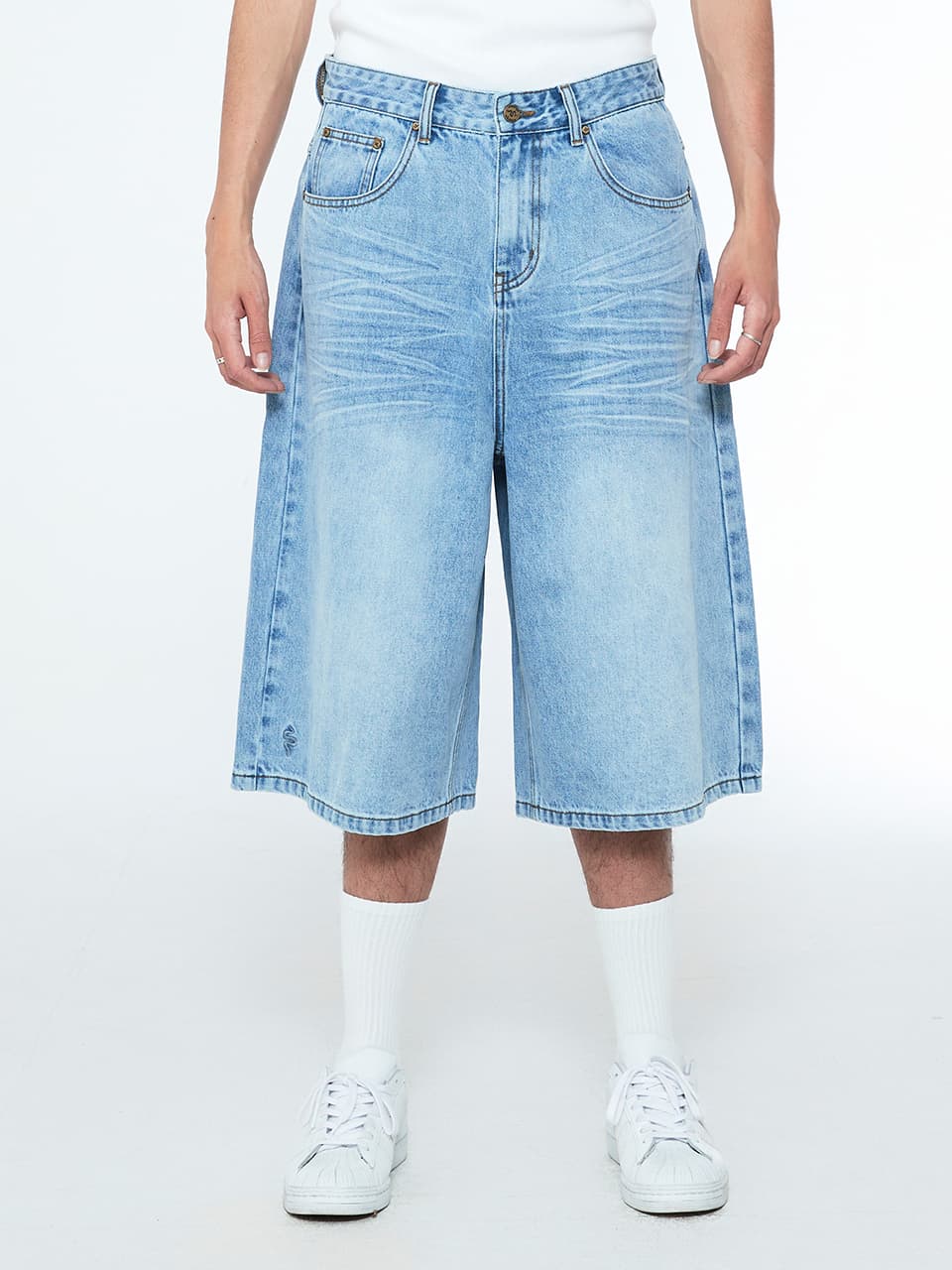 Snake Bermuda Denim Pants Light Blue