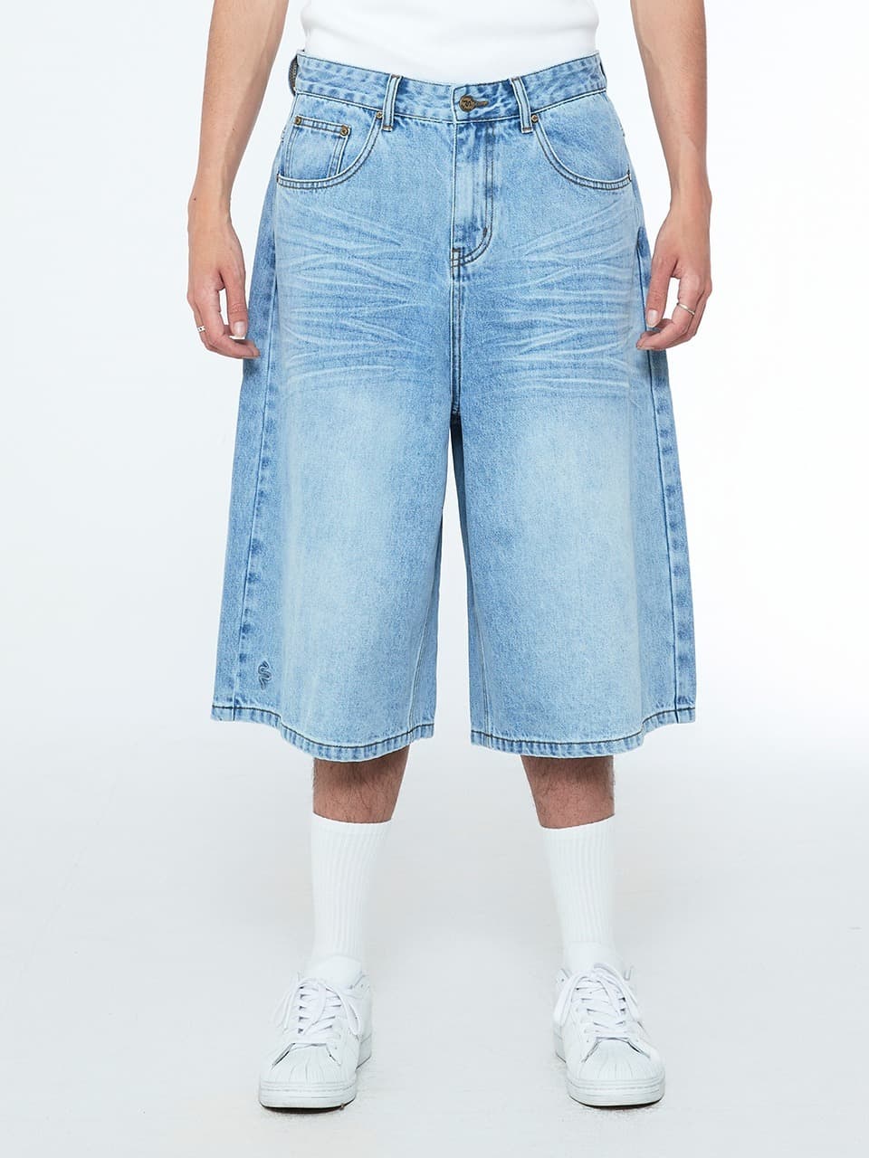 Snake Bermuda Denim Pants Light Blue