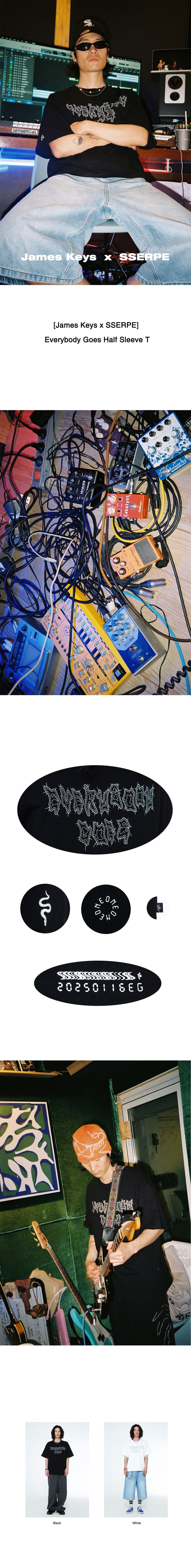 [James Keys x SSERPE] Everybody Goes Half Sleeve T Black — vue 4