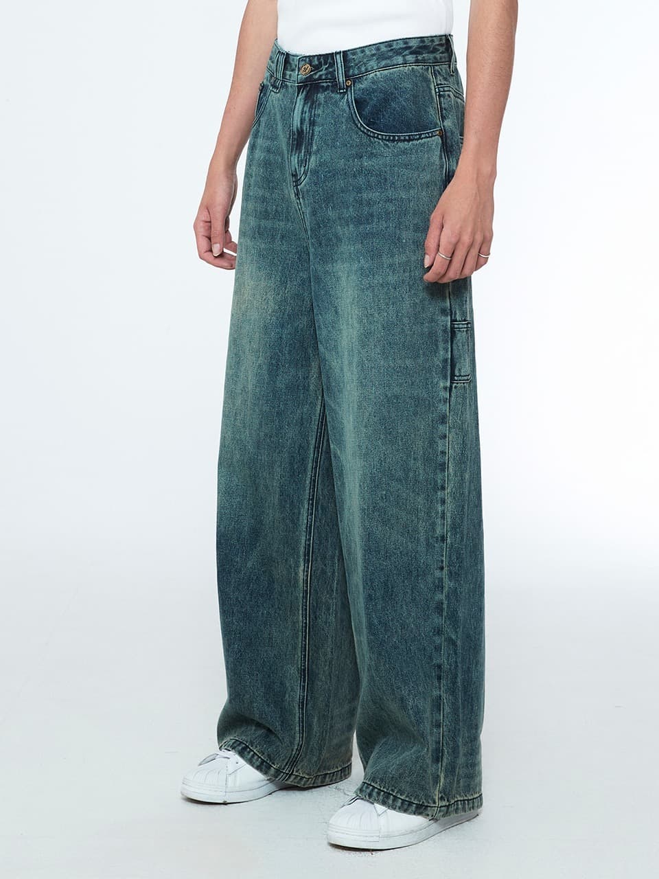 Daily Boy Wide Denim Pants Turquoise
