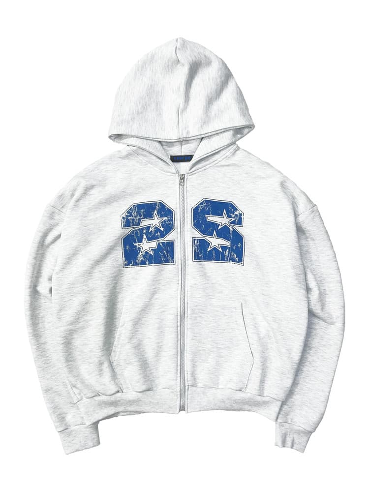 22 Hoodie Zip Up Melange White — vue 2