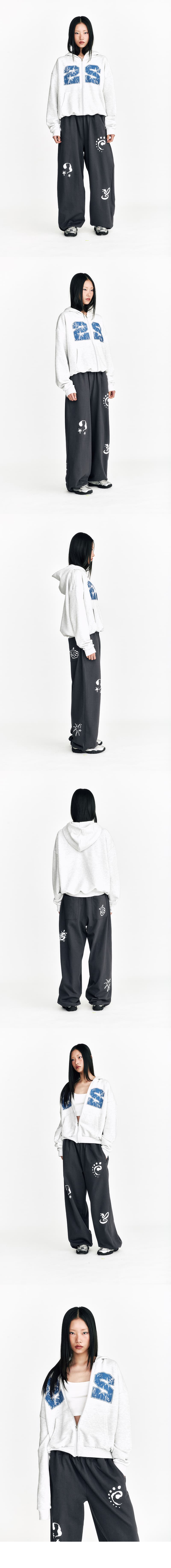 22 Hoodie Zip Up Melange White — vue 5