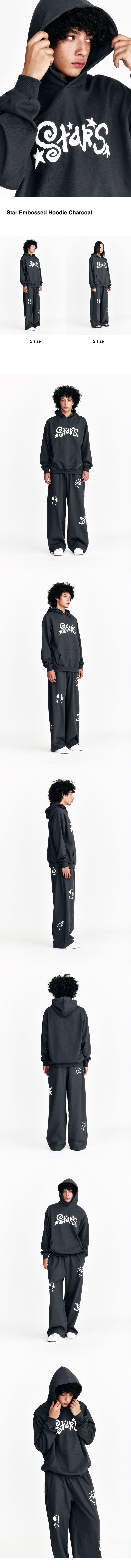 Star Embossed Hoodie Charcoal — vue 4