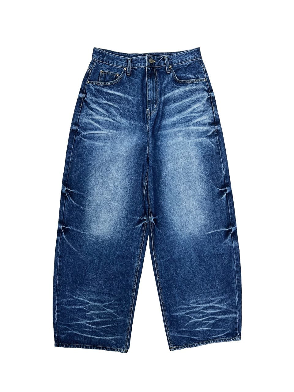 Starry Night Washed Wide Denim Pants Blue