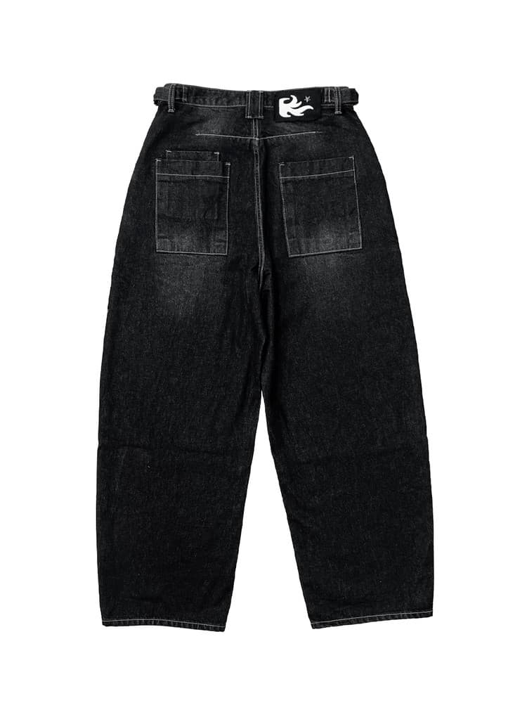 Night Rider Curved Denim Pants Black — vue 3