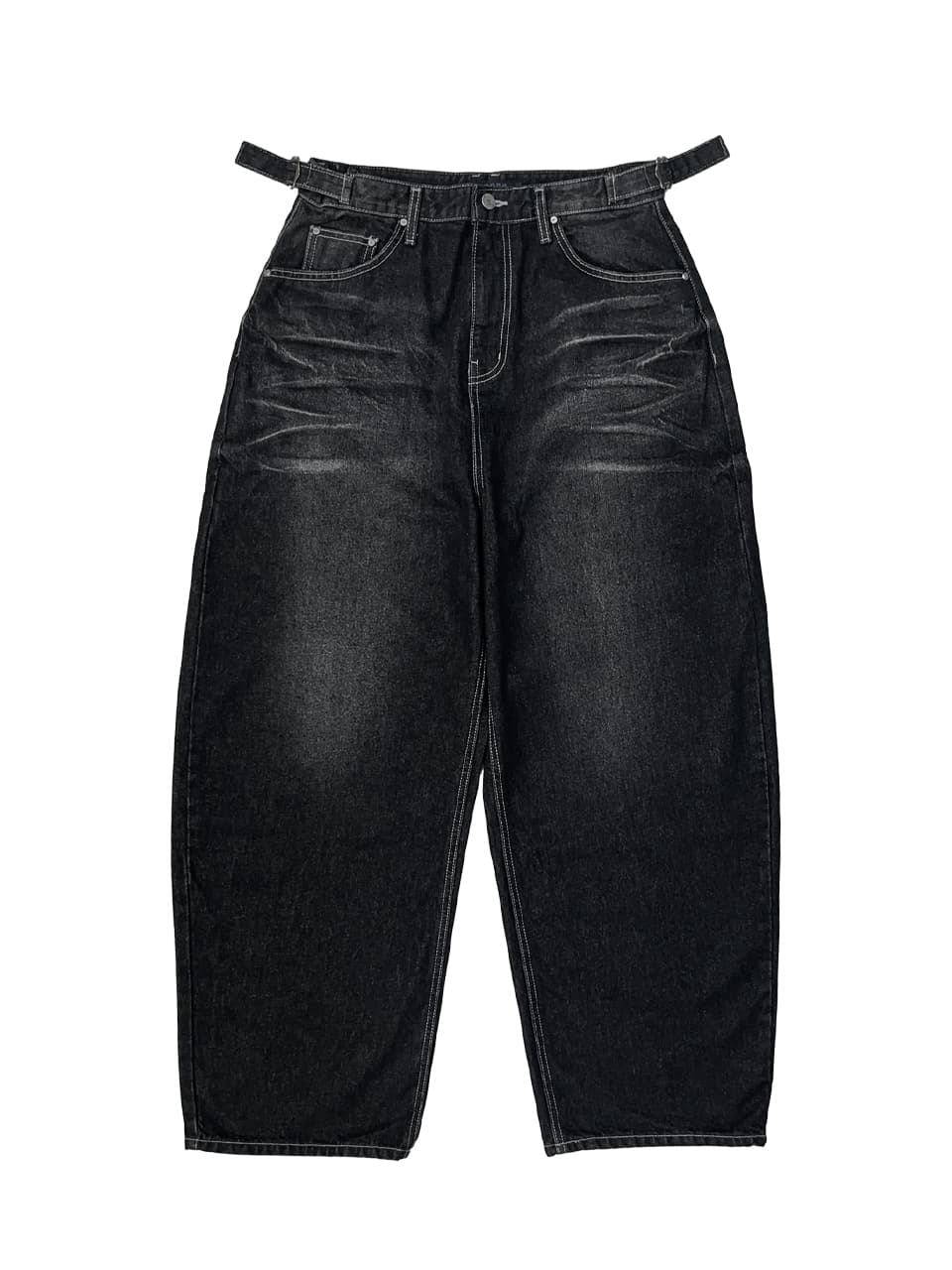 Night Rider Curved Denim Pants Black