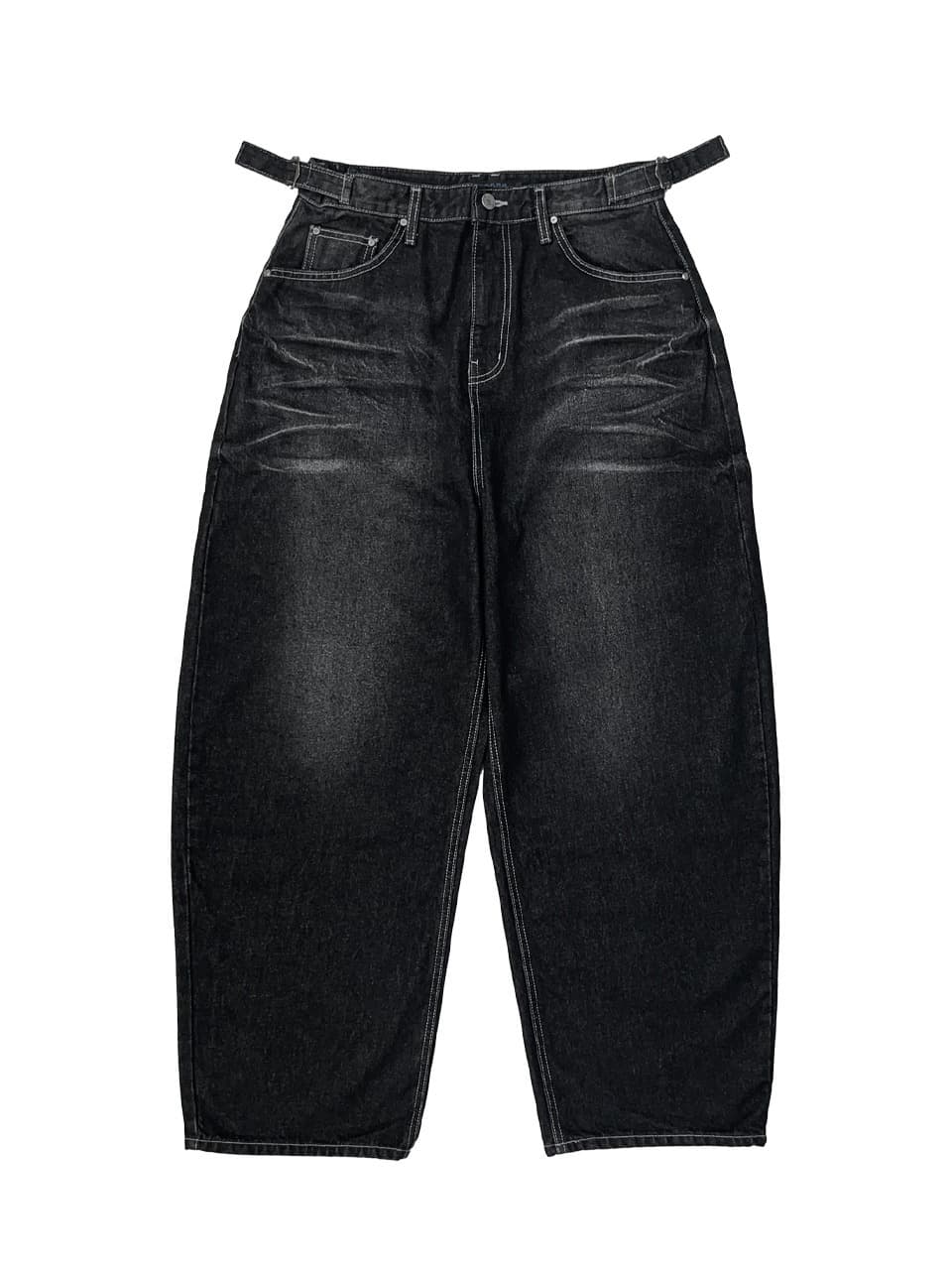 Night Rider Curved Denim Pants Black