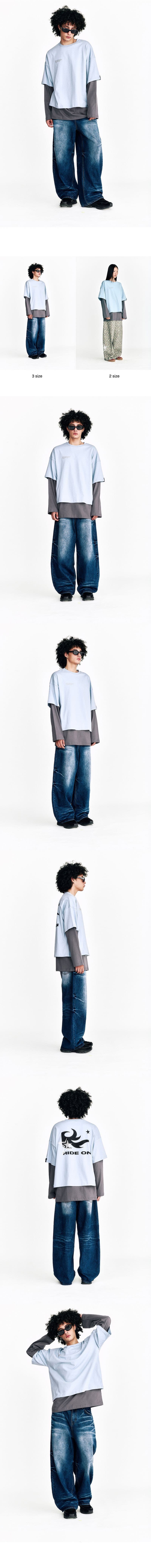 Flame Star Layered Long Sleeve T Light Blue — vue 4
