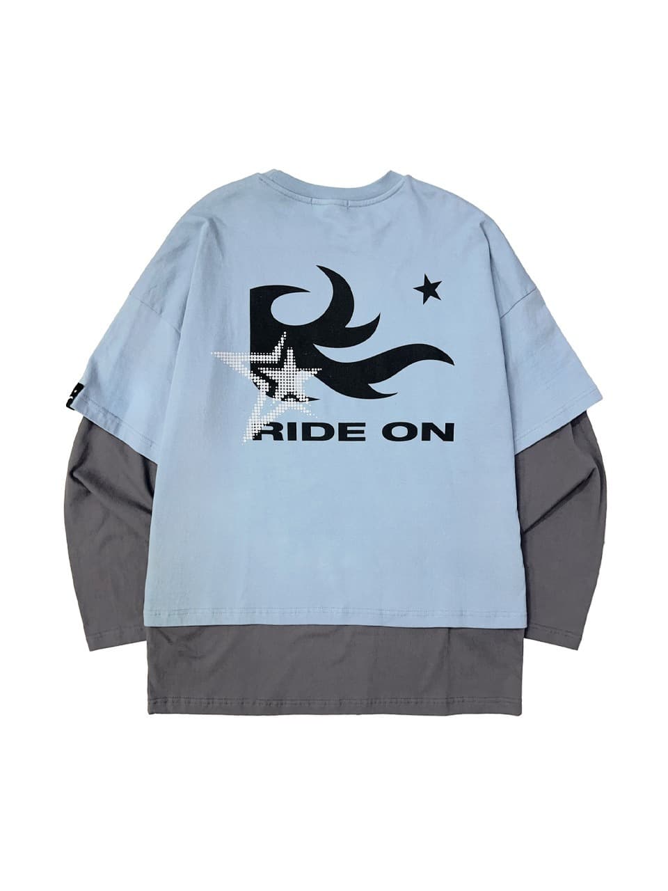 Flame Star Layered Long Sleeve T Light Blue