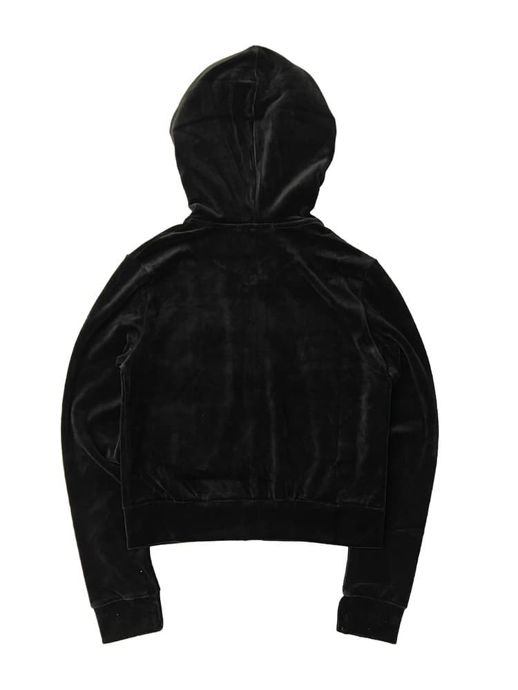Stud Velvet Crop Hoodie Zip Up Puma Black — vue 3