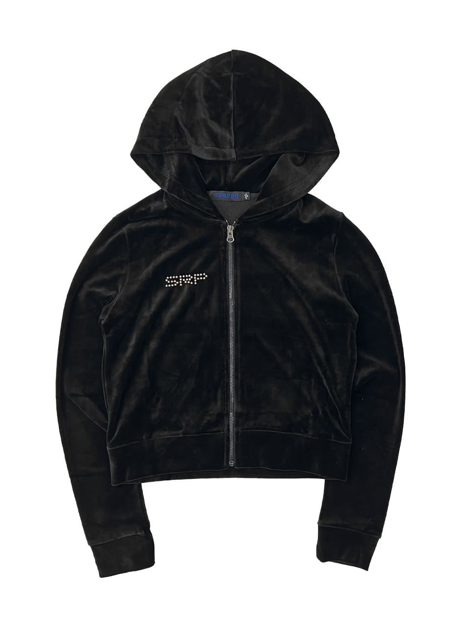 Stud Velvet Crop Hoodie Zip Up Puma Black