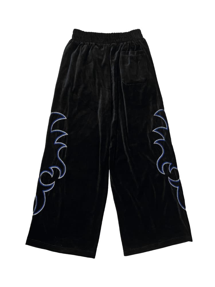 Western Embroidery Velvet Wide Pants Puma Black — vue 3