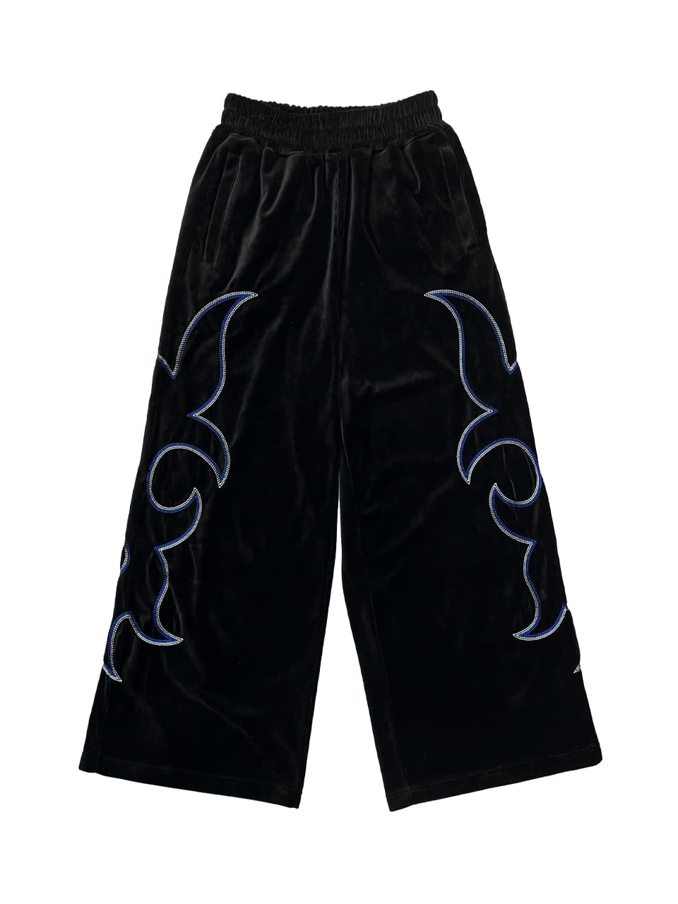 Western Embroidery Velvet Wide Pants Puma Black