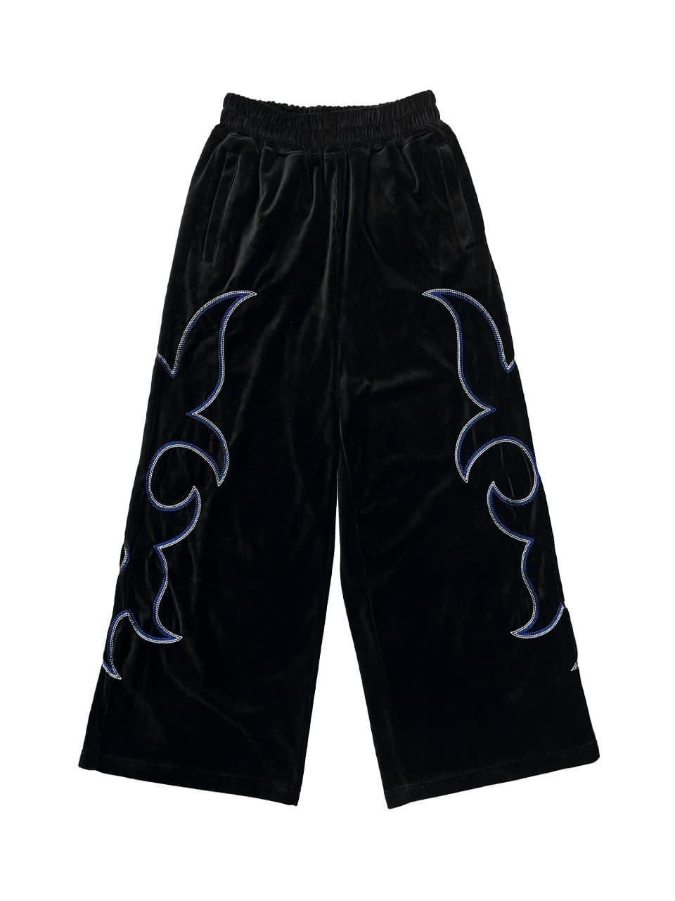 Western Embroidery Velvet Wide Pants Puma Black