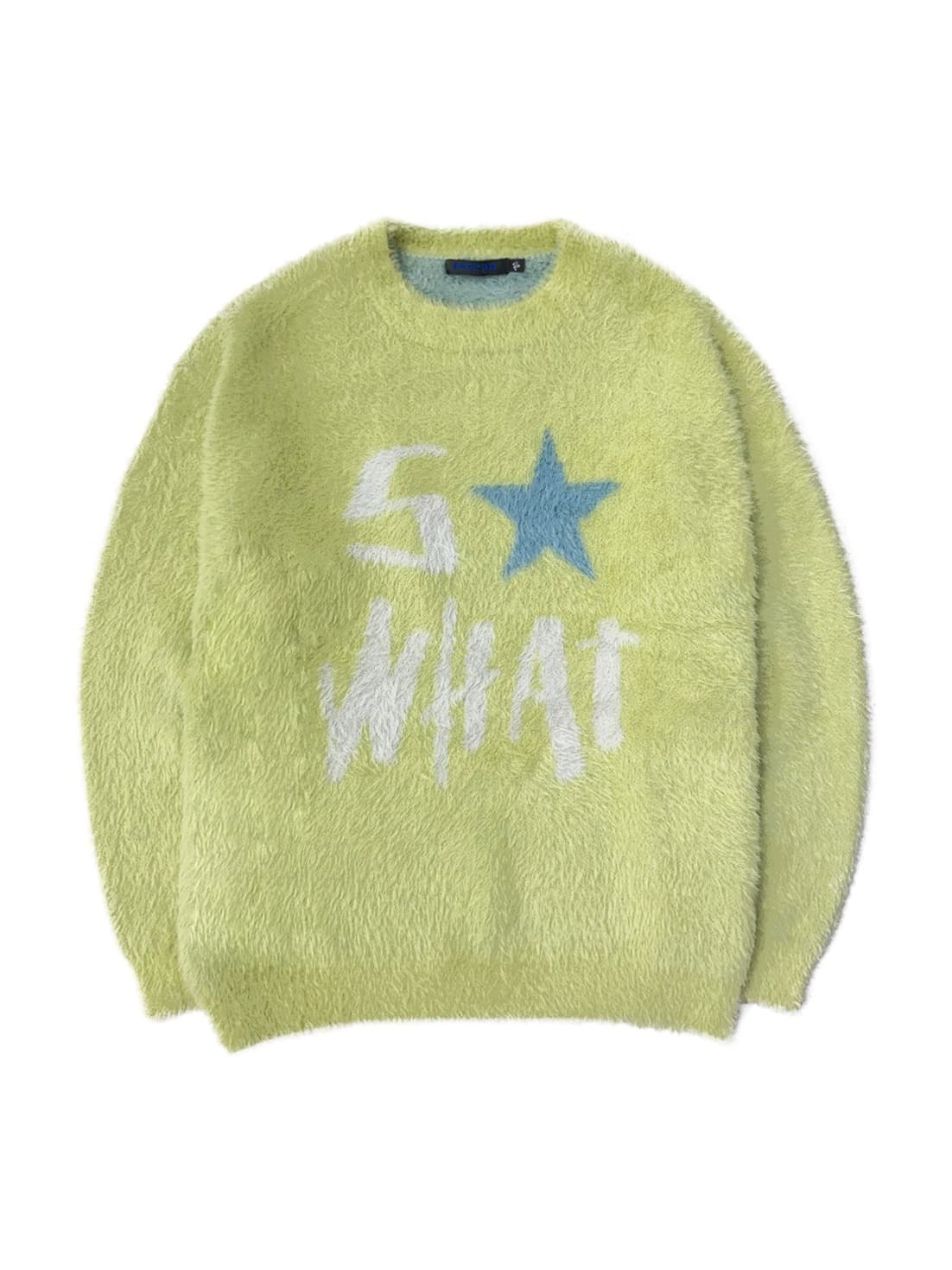 So What Hairy Knit Sweater Light Green