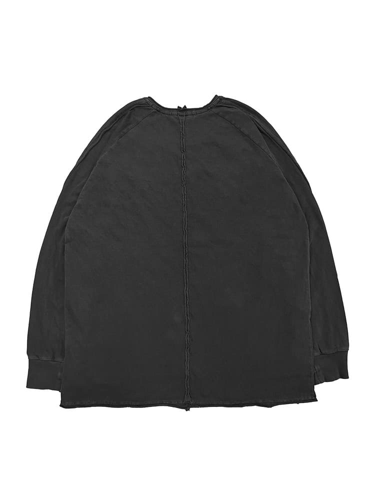 Raw Pigment Finger Hole Long Sleeve T Charcoal — vue 3