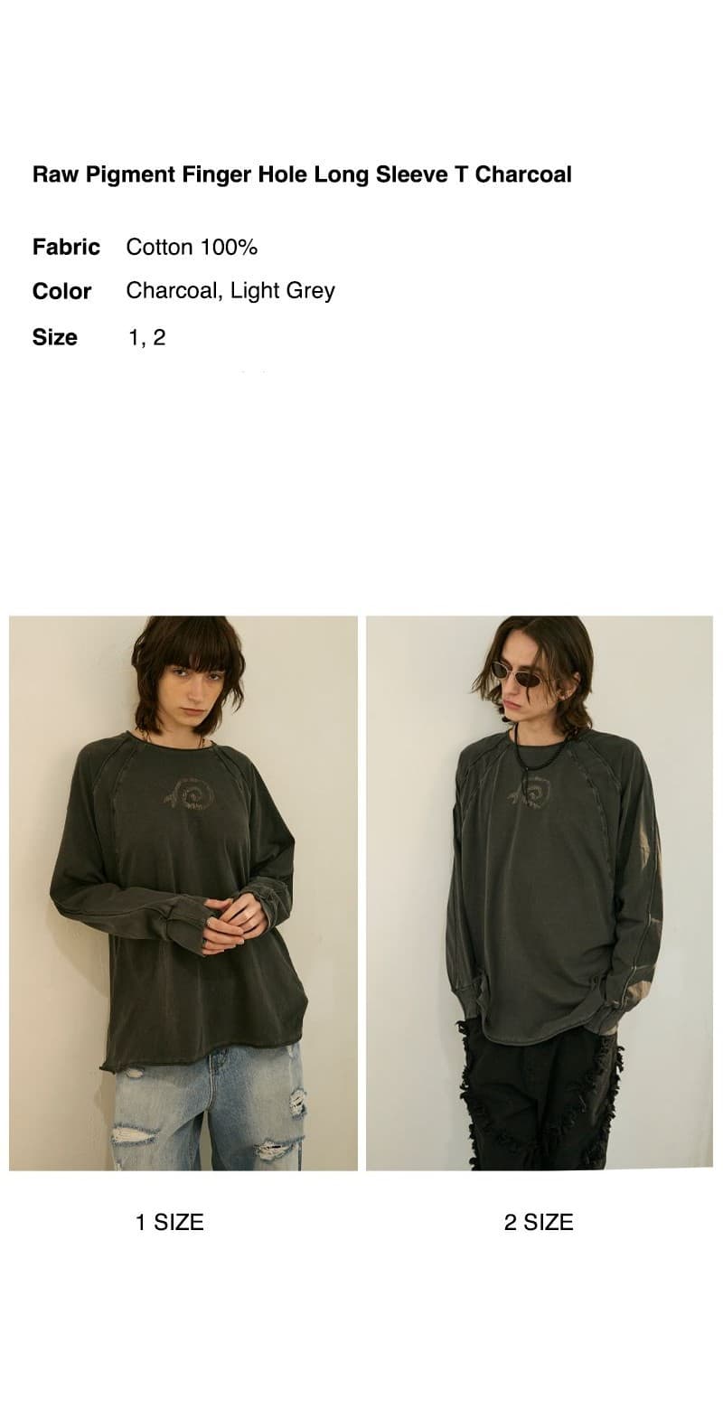 Raw Pigment Finger Hole Long Sleeve T Charcoal — vue 4
