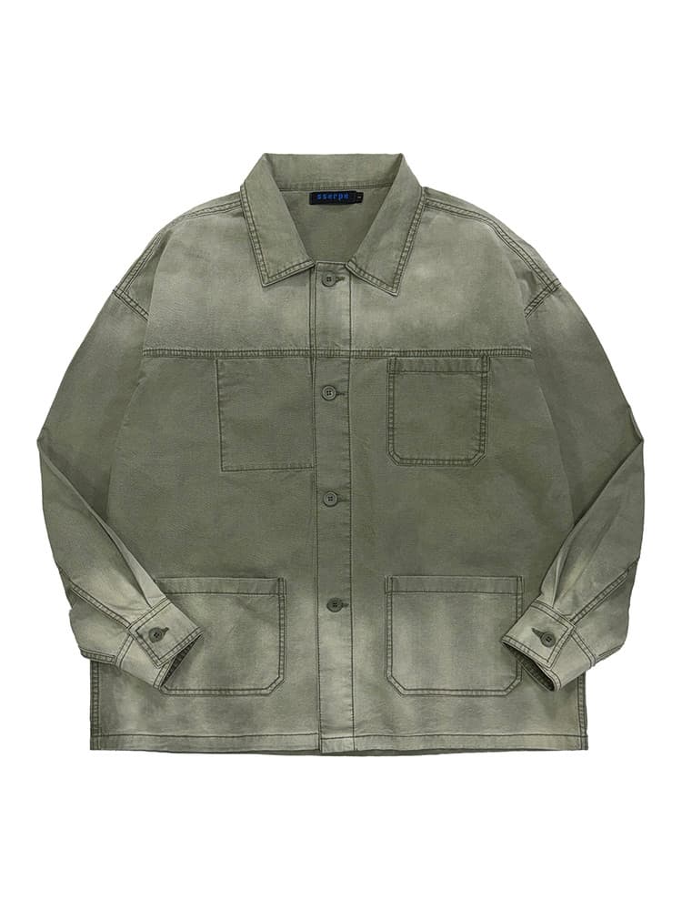 Washed French Work Jacket Khaki — vue 2