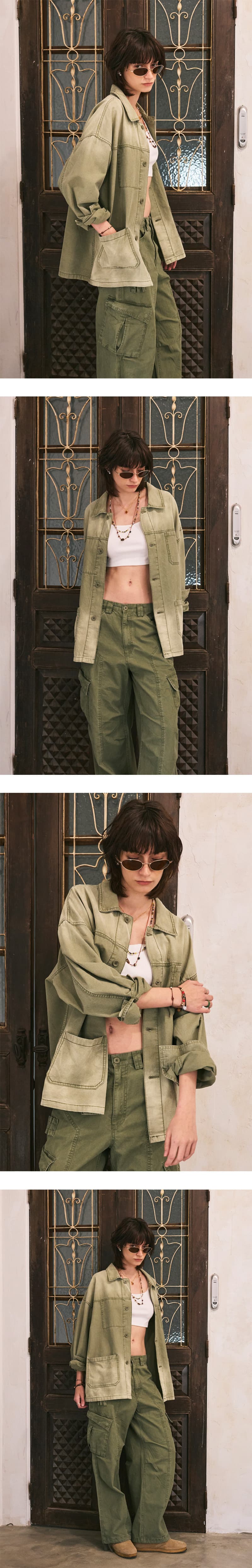 Washed French Work Jacket Khaki — vue 6