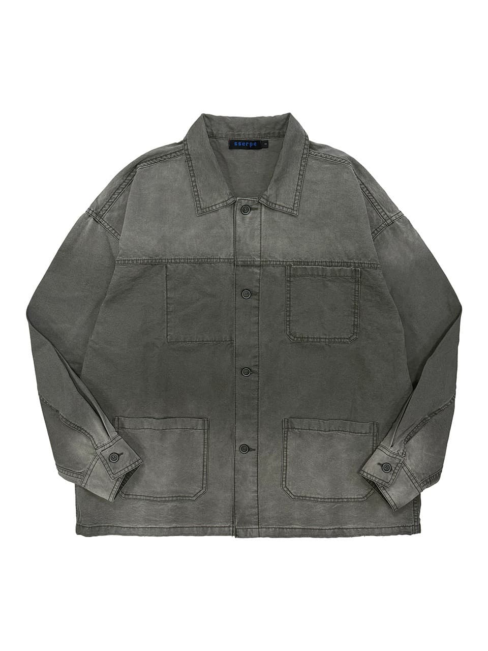 Washed French Work Jacket Deep Khaki