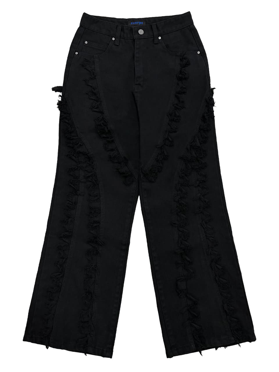 Tassel Boots Cut Denim Pants Black