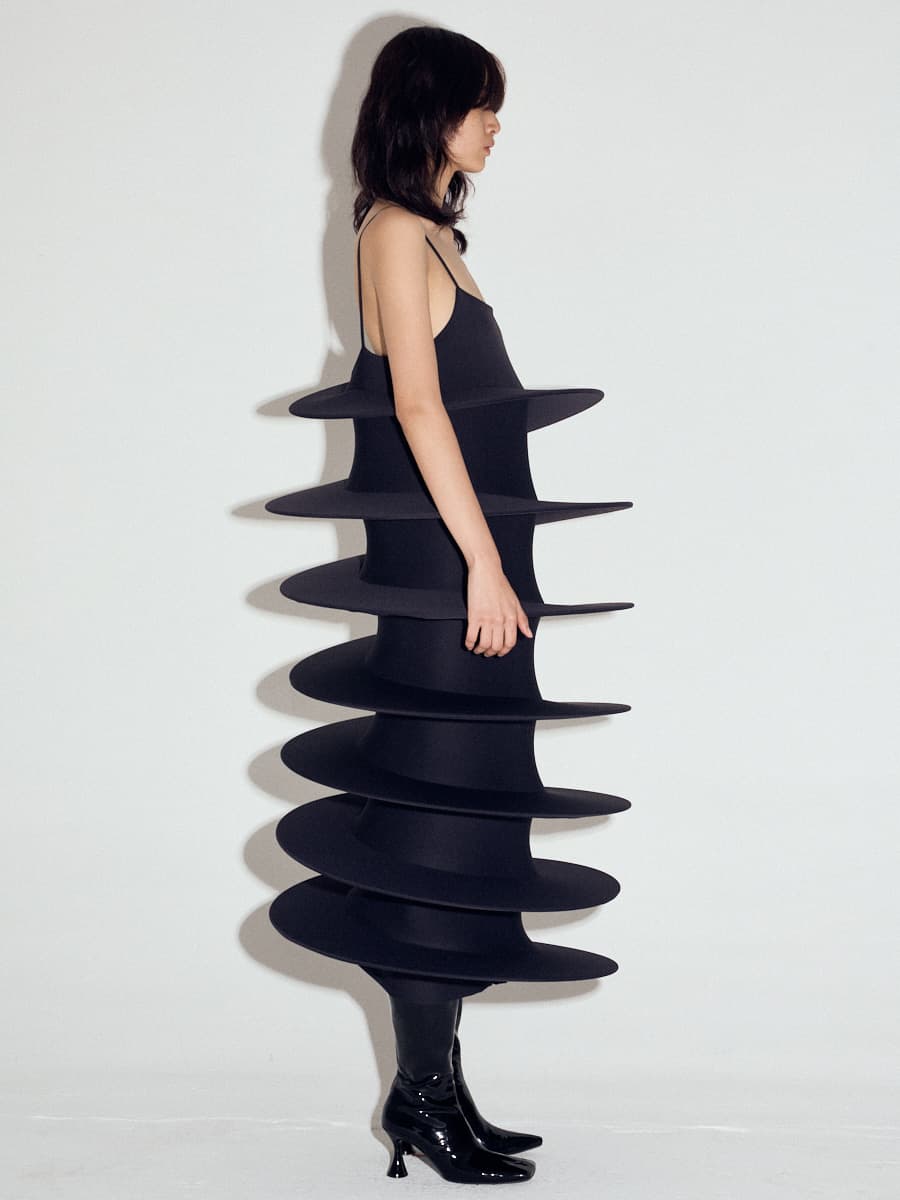 Spaghetti Strap Tornado Dress in Black — vue 5