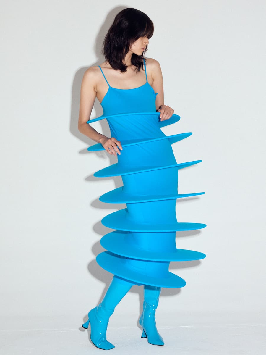 Spaghetti Strap Tornado Dress in Turquoise — vue 2
