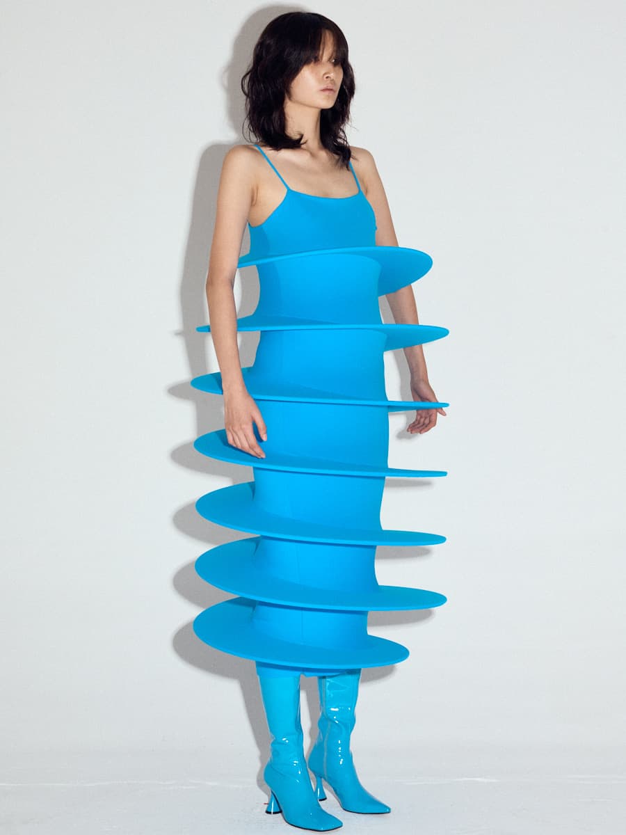 Spaghetti Strap Tornado Dress in Turquoise — vue 4