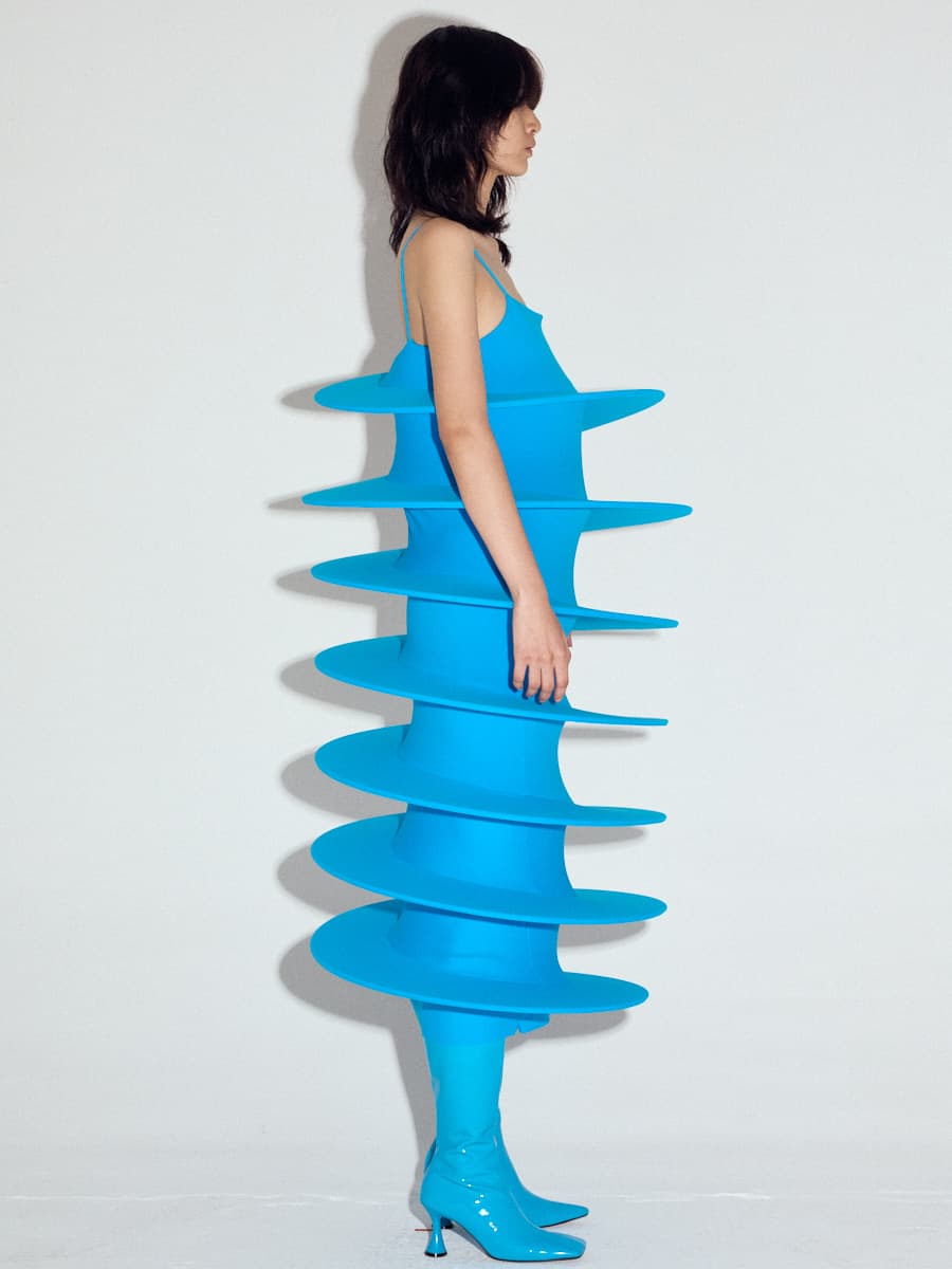 Spaghetti Strap Tornado Dress in Turquoise — vue 5