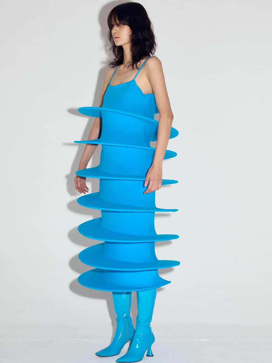Spaghetti Strap Tornado Dress in Turquoise — vue 6