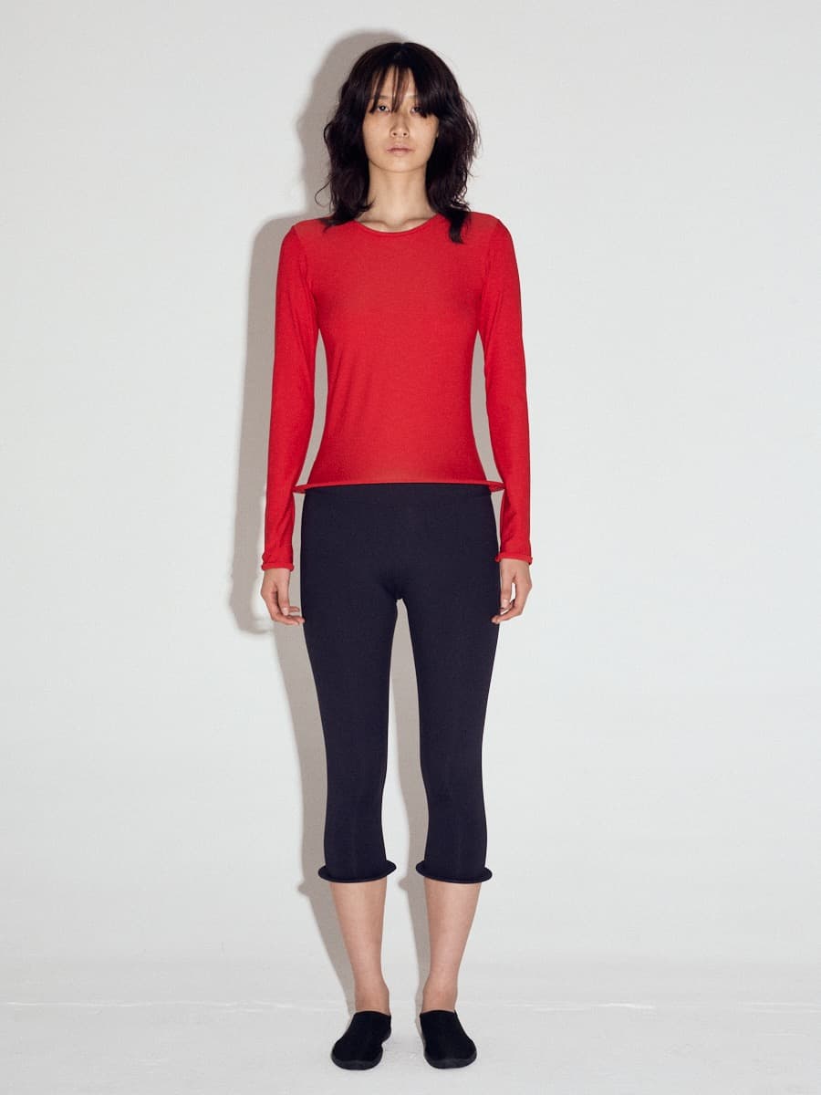 Wired Hem Basic Top in Red — vue 1
