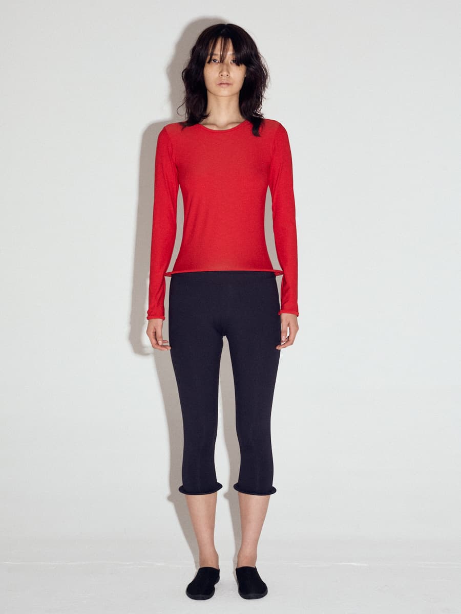 Wired Hem Basic Top in Red