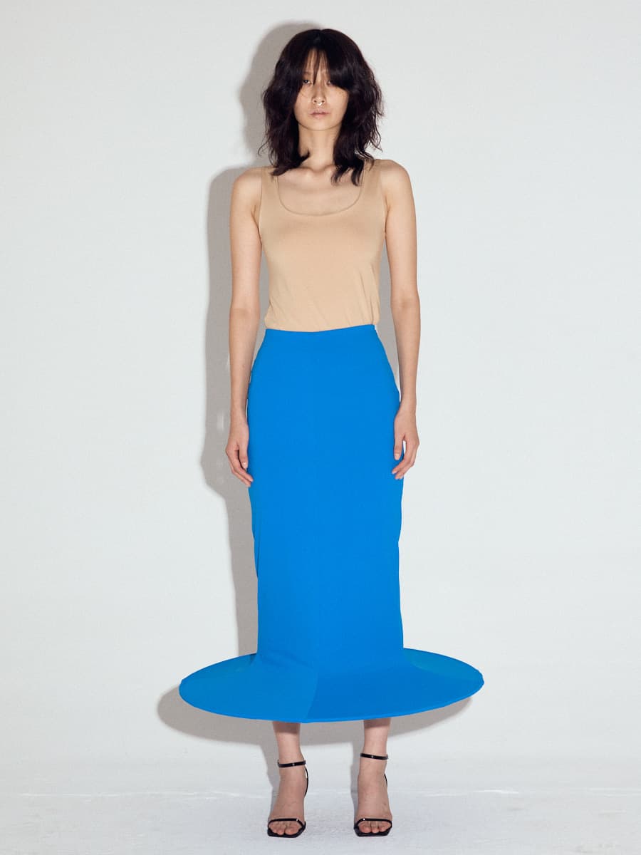 Pop-up Cylinder Skirt in Turquoise — vue 2