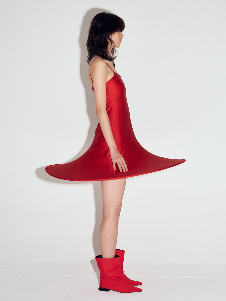 Pop-up Electric Mini Dress in Red — vue 7
