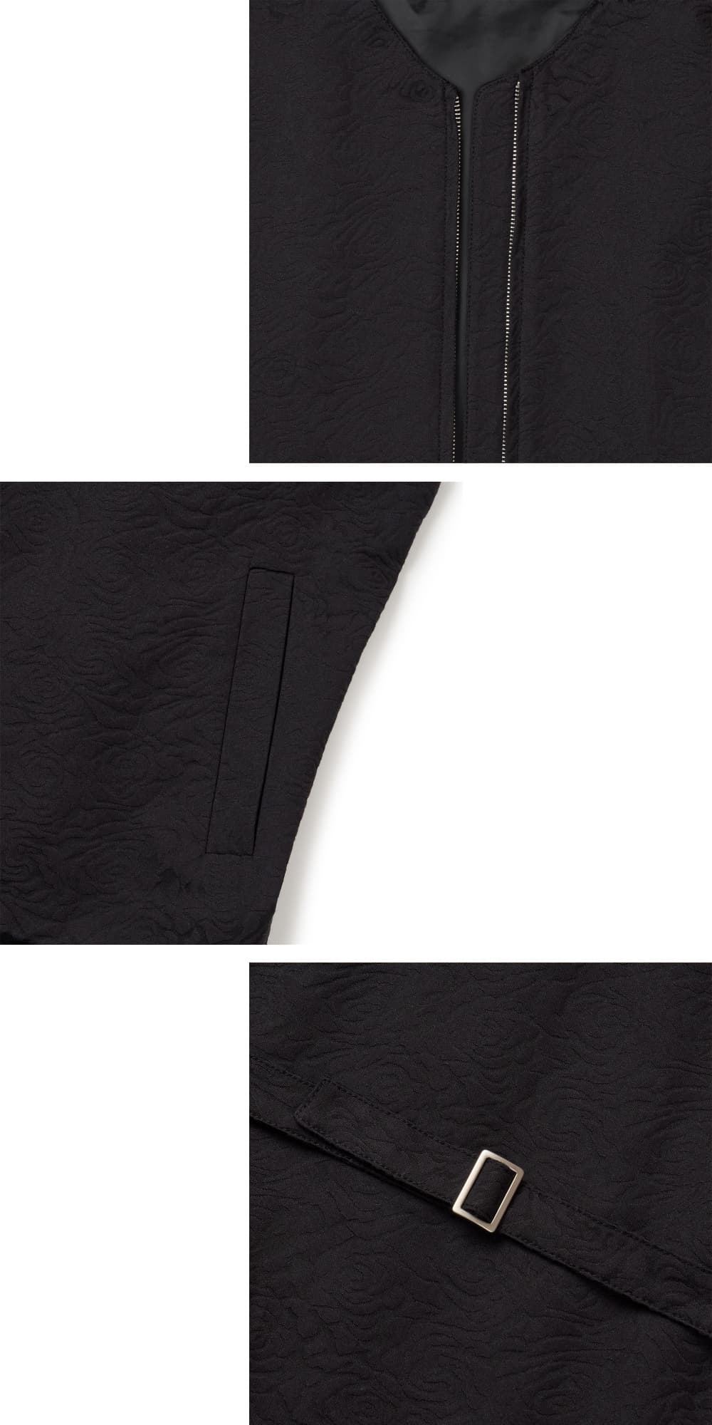Flower Jacquard Belted Vest (Black, Men) — vue 13