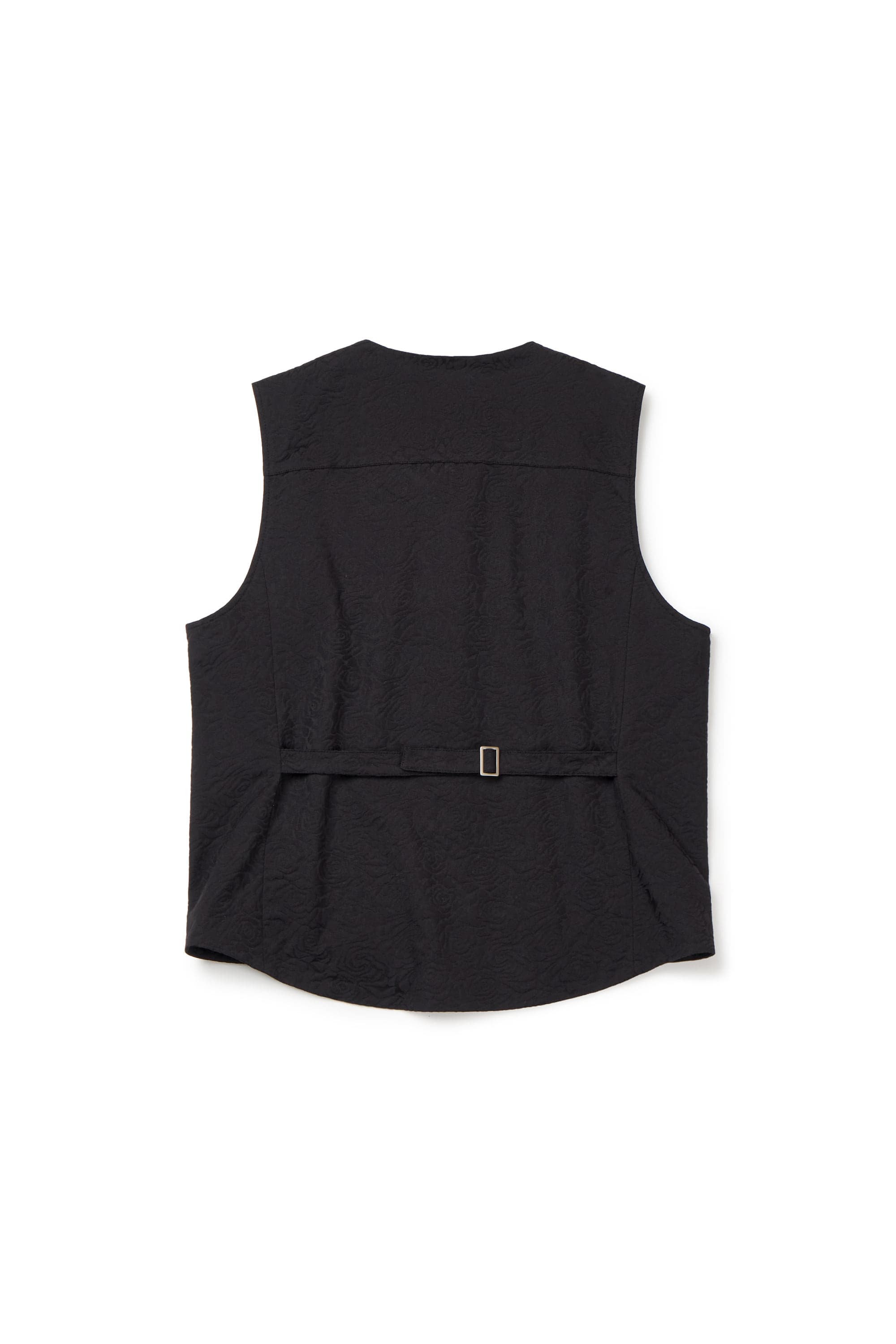 Flower Jacquard Belted Vest (Black, Men) — vue 4