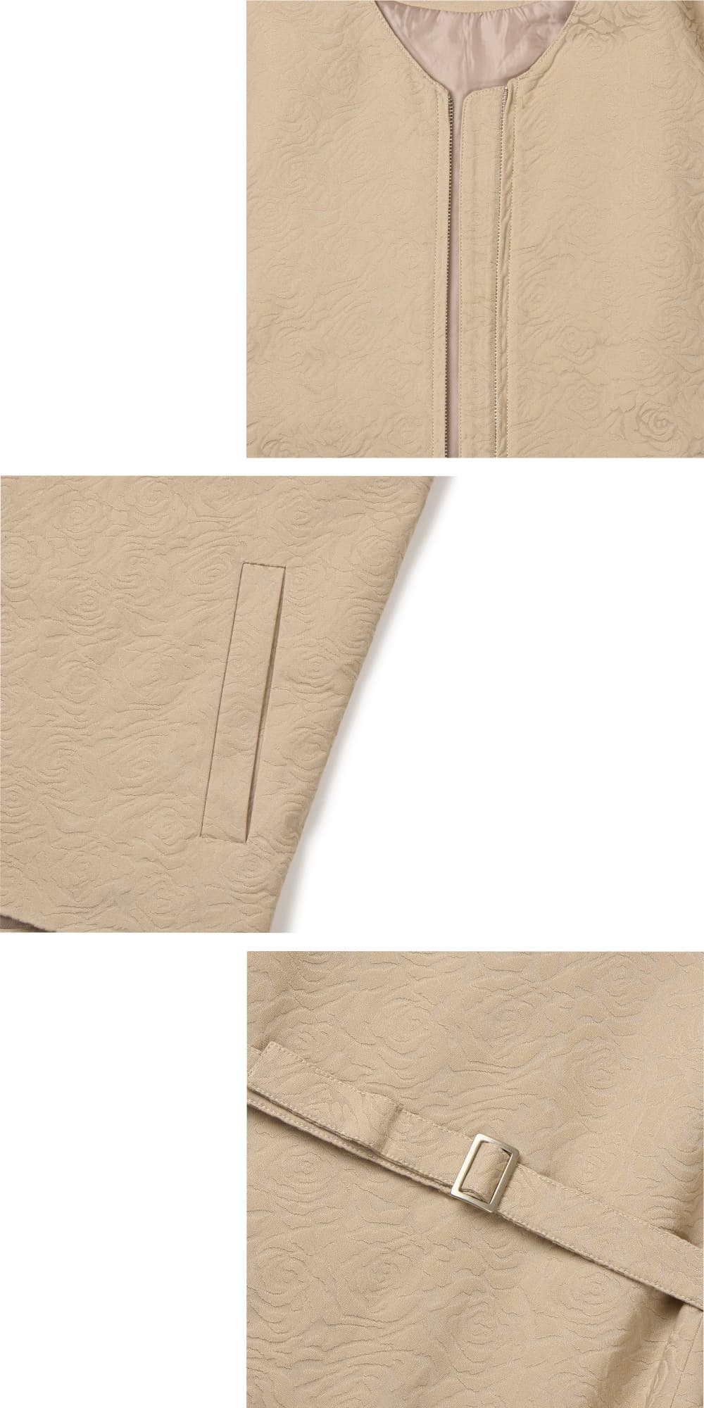Flower Jacquard Belted Vest (Beige, Men) — vue 16