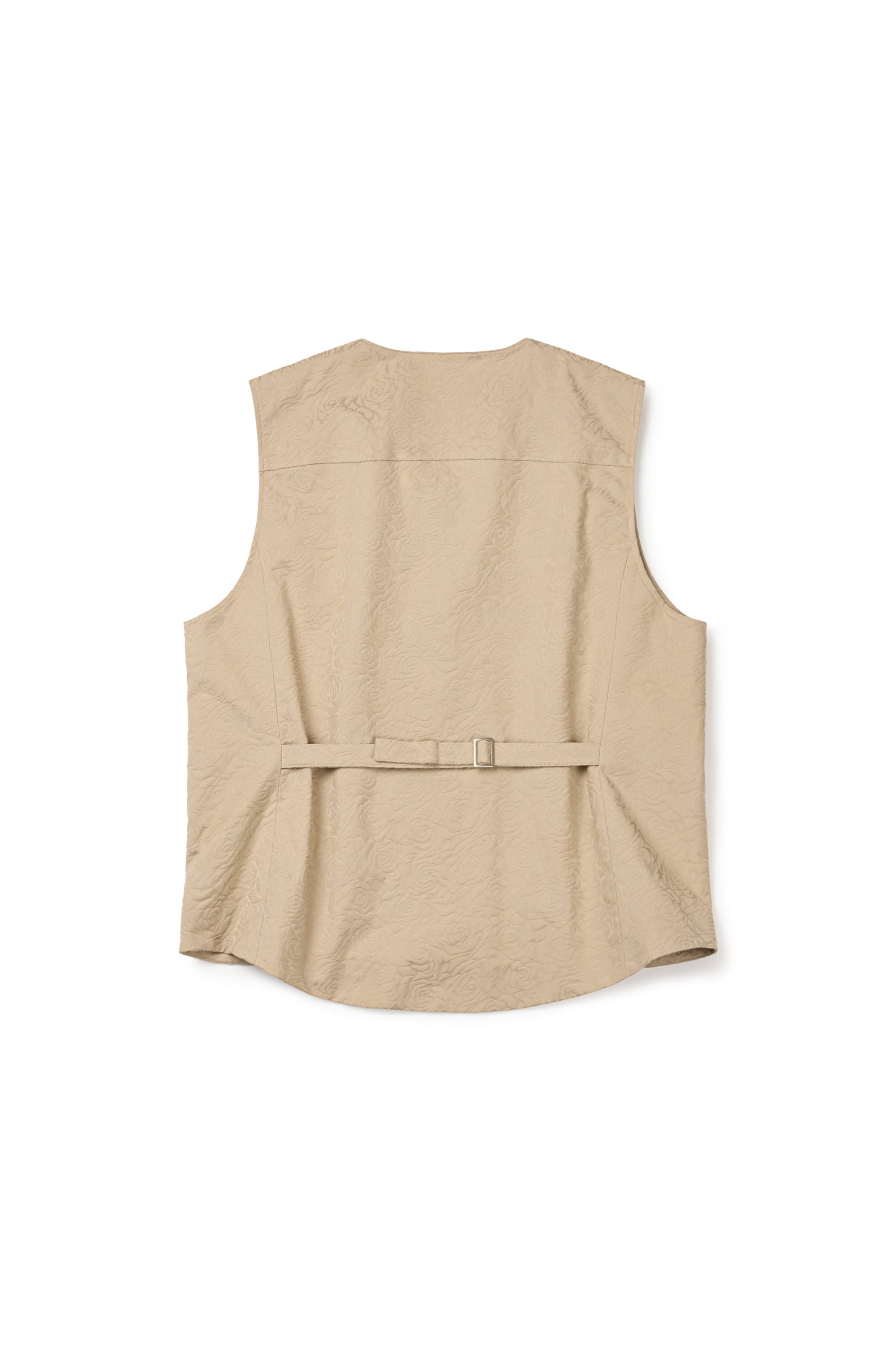 Flower Jacquard Belted Vest (Beige, Men) — vue 4