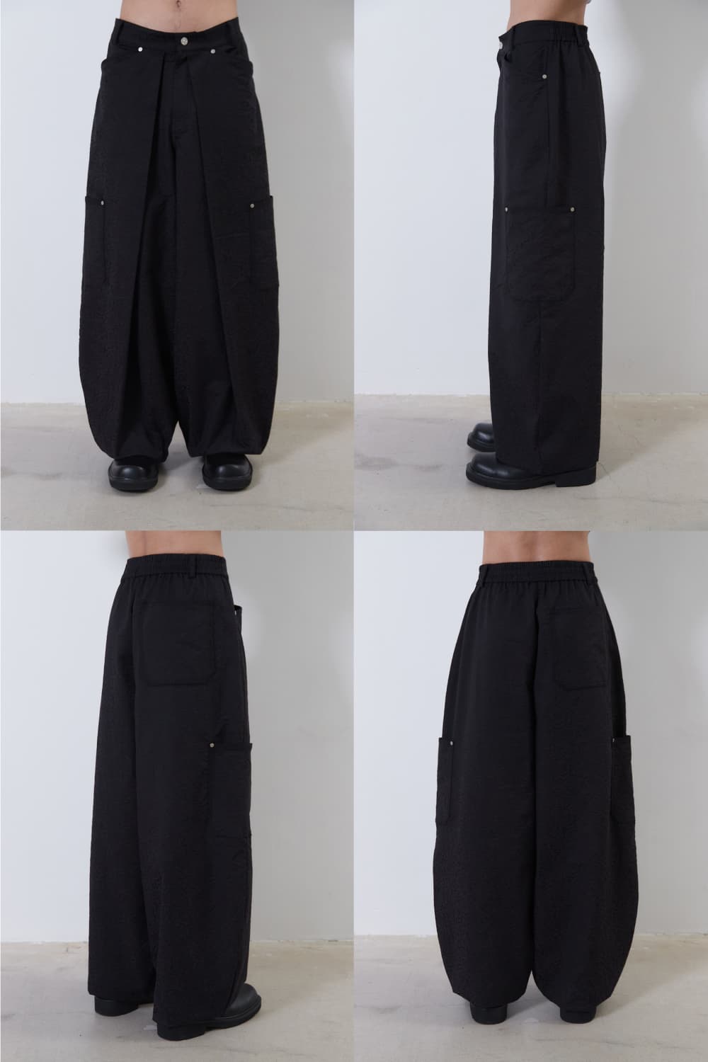 Flower Jacquard Balloon Pants (Black) — vue 11