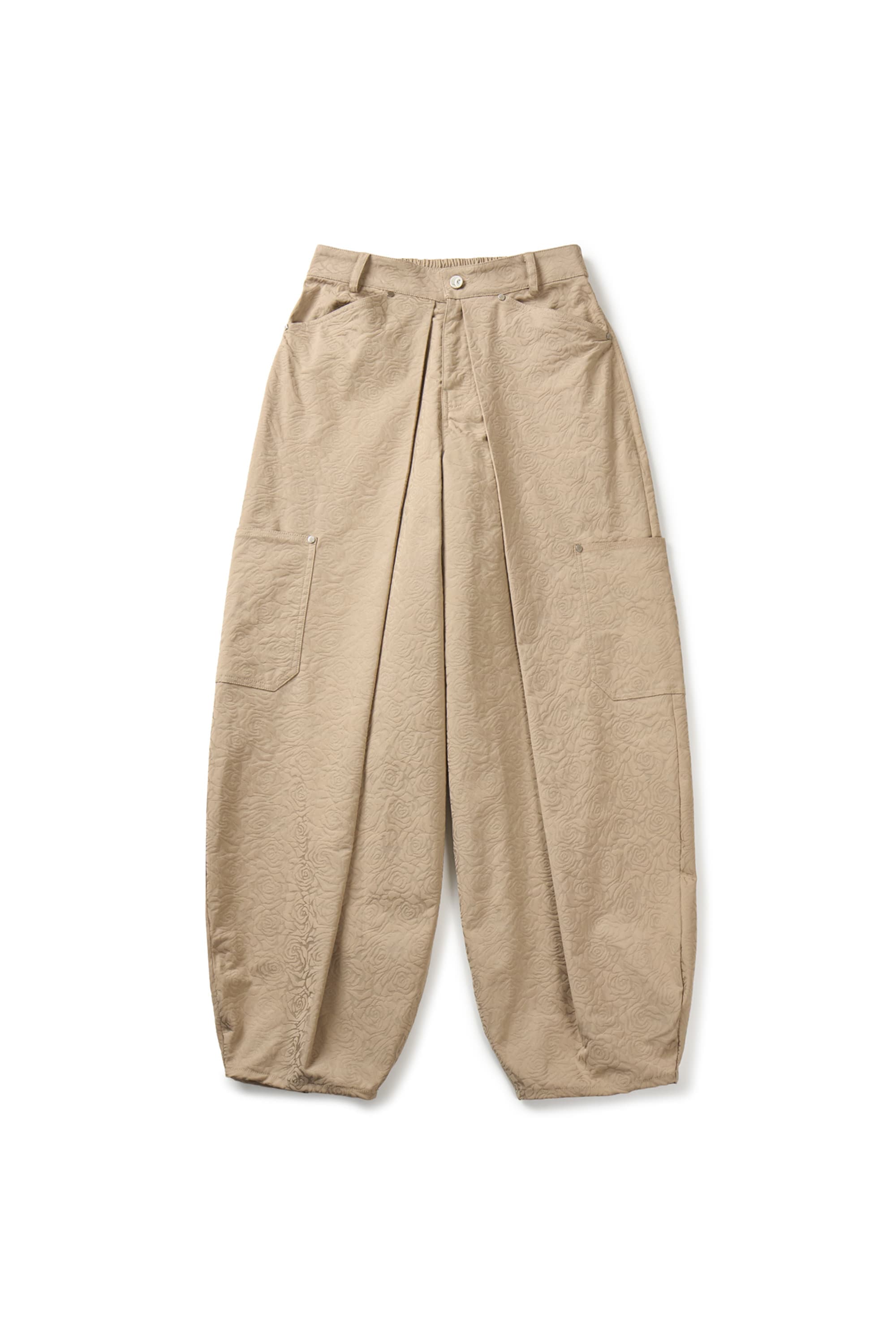 Flower Jacquard Balloon Pants (Beige) — vue 2