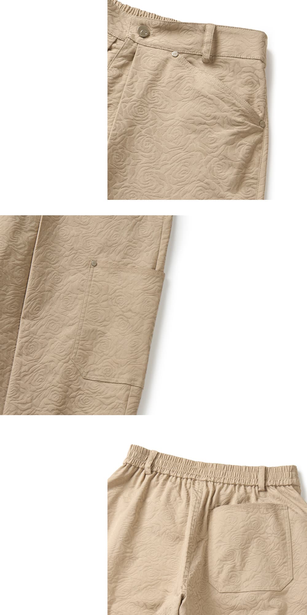 Flower Jacquard Balloon Pants (Beige) — vue 13