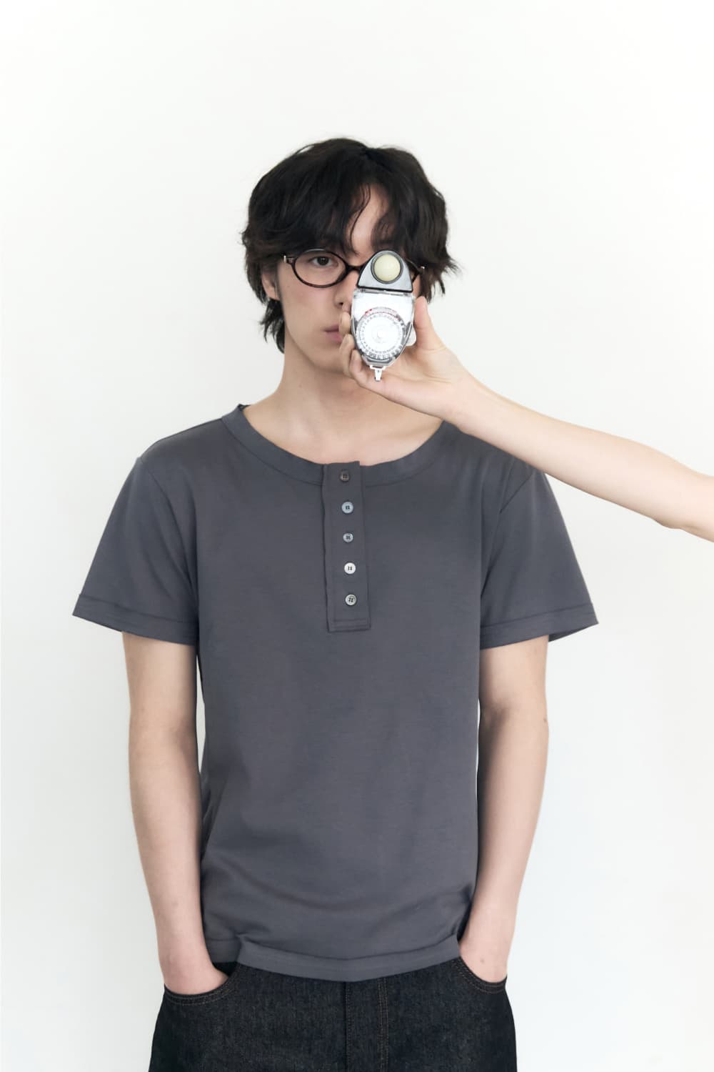 5 Button Henry Neck (Charcoal) — vue 11