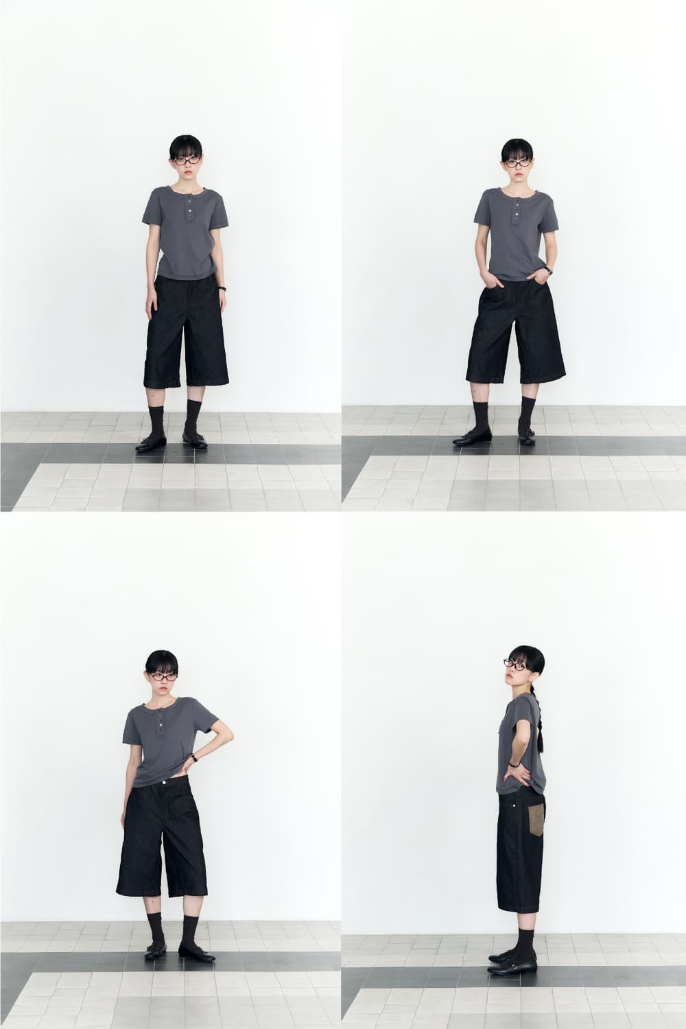 5 Button Henry Neck (Charcoal) — vue 16