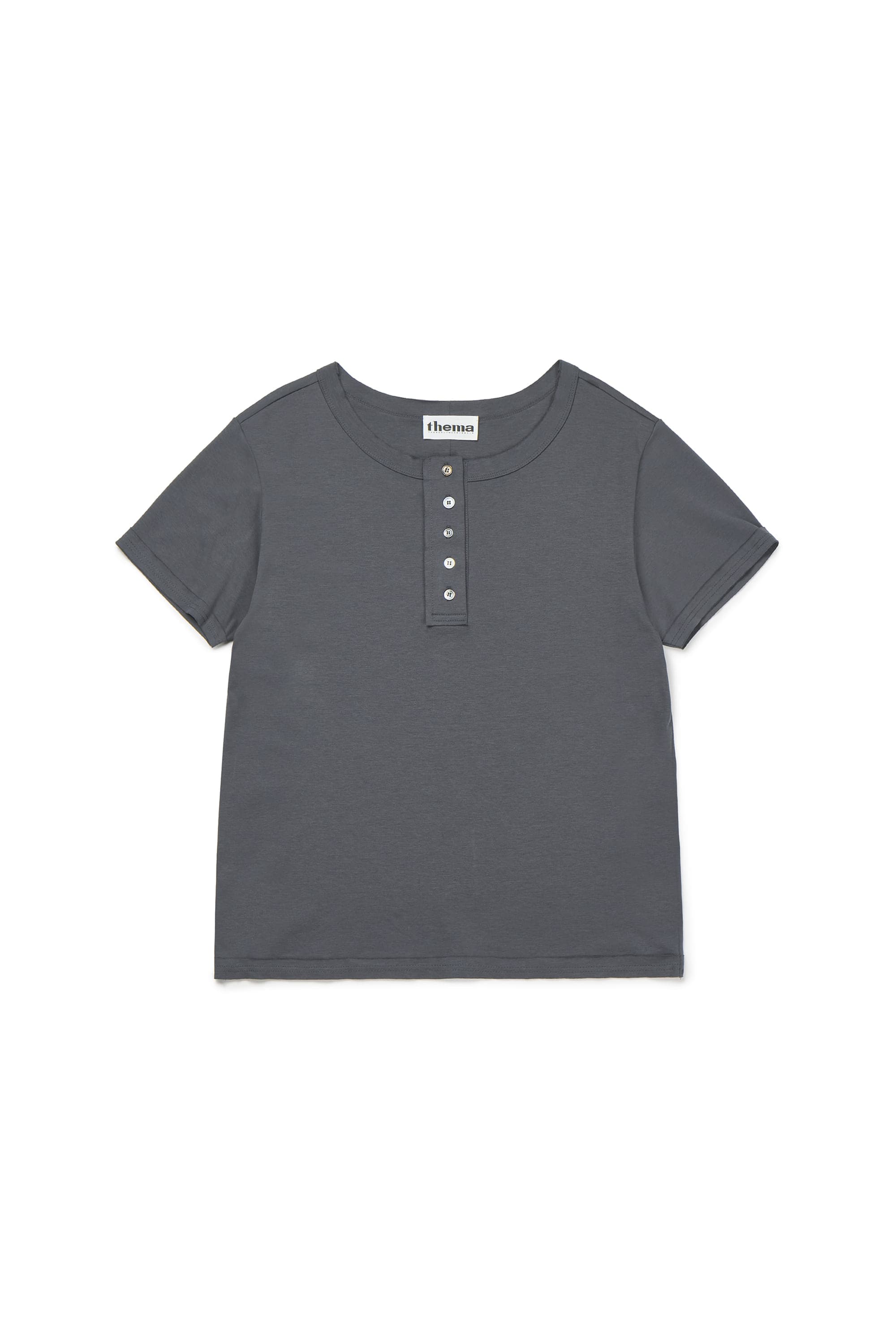 5 Button Henry Neck (Charcoal) — vue 3