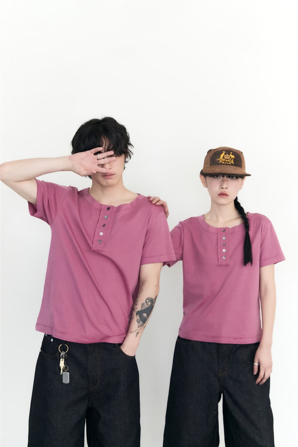 5 Button Henry Neck (Mauve Pink) — vue 11