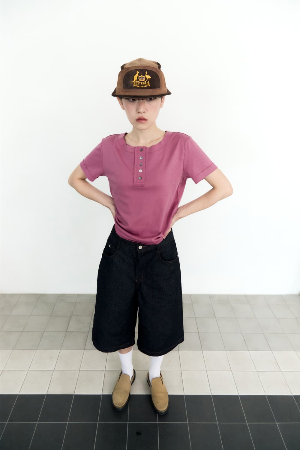 5 Button Henry Neck (Mauve Pink) — vue 6