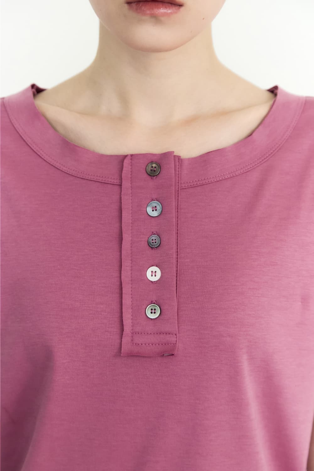 5 Button Henry Neck (Mauve Pink) — vue 9