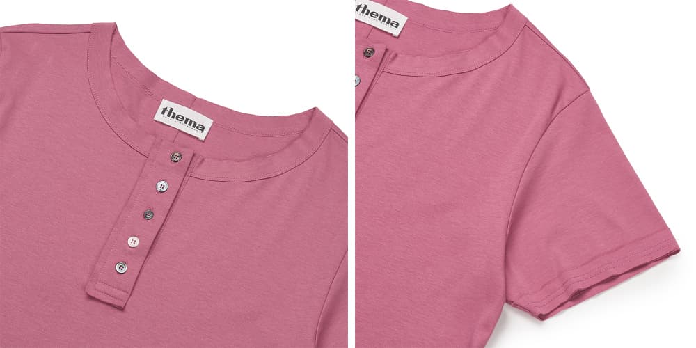 5 Button Henry Neck (Mauve Pink) — vue 10